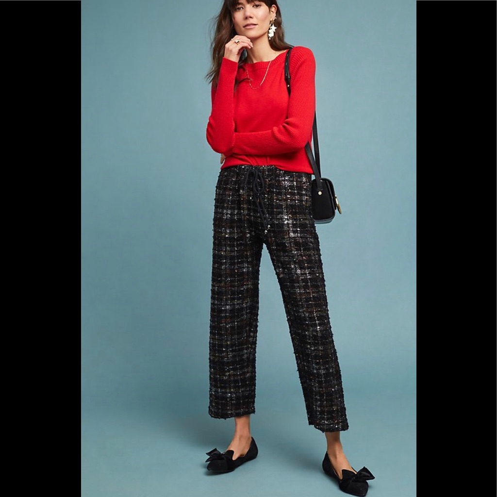 Anthropologie Fritz Metallic Plaid Pants